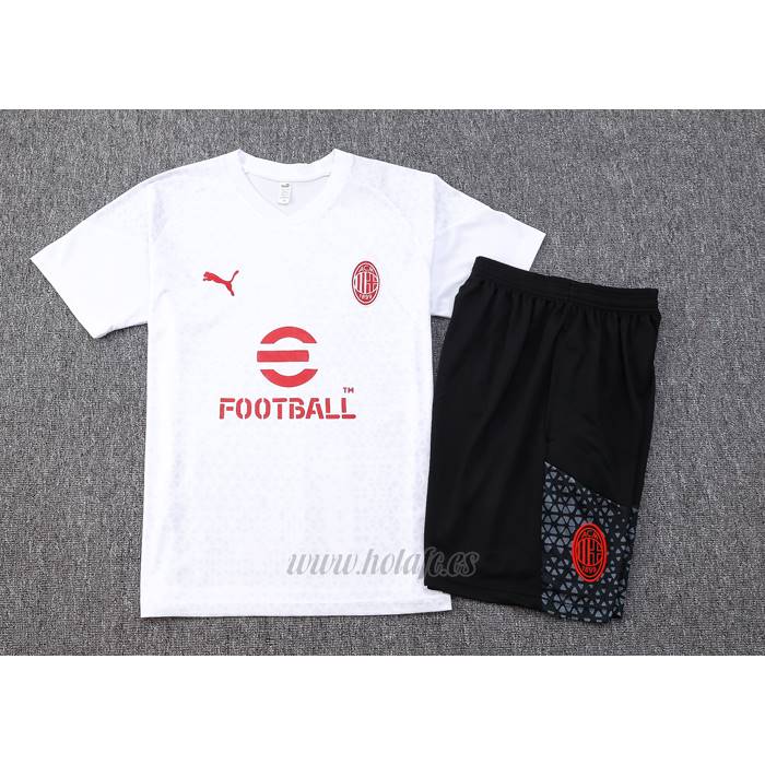 Chandal del AC Milan Manga Corta 2023-2024 Blanco - Pantalon Corto